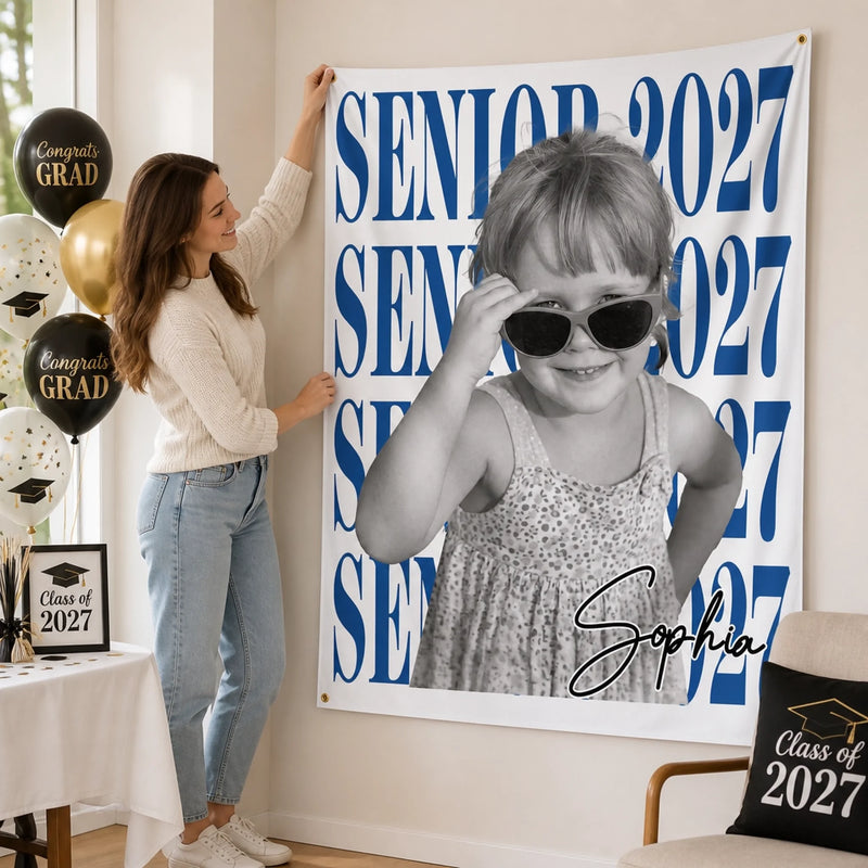 Custom Photo Graduation Backdrop - Personalized Graduation Gifts For Him, Her - From Little Dreams To Big Achievements