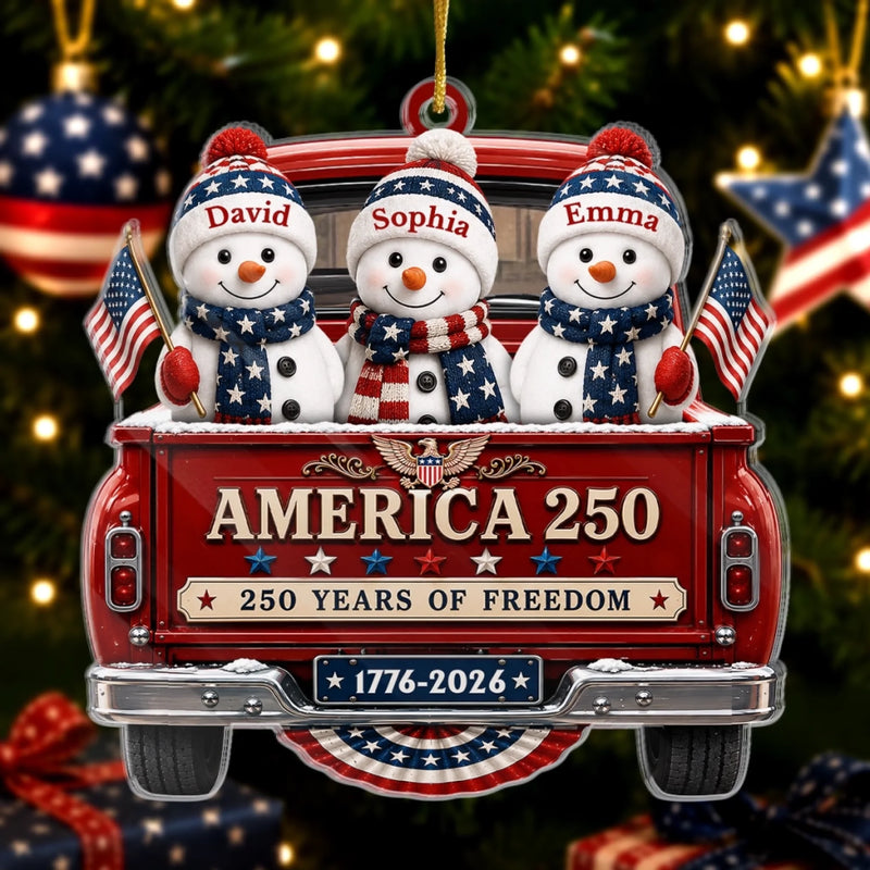 Custom Acrylic Ornament - Personalized America 250th Anniversary Christmas Gifts For Mom, Dad, Brother, Sister - United In Freedom Always