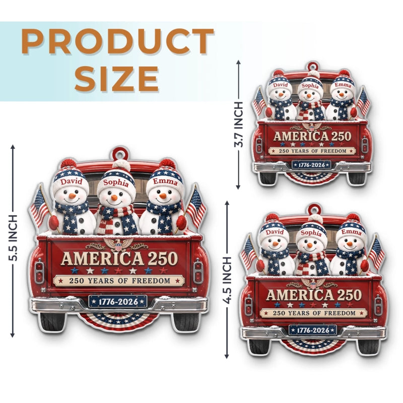 Custom Acrylic Ornament - Personalized America 250th Anniversary Christmas Gifts For Mom, Dad, Brother, Sister - United In Freedom Always