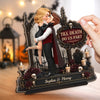 Custom 2-Layered Wooden Plaque - Personalized Halloween Decor, Anniversary Wedding Gifts For Husband And Wife, Him And Her - Darkly In Love With You