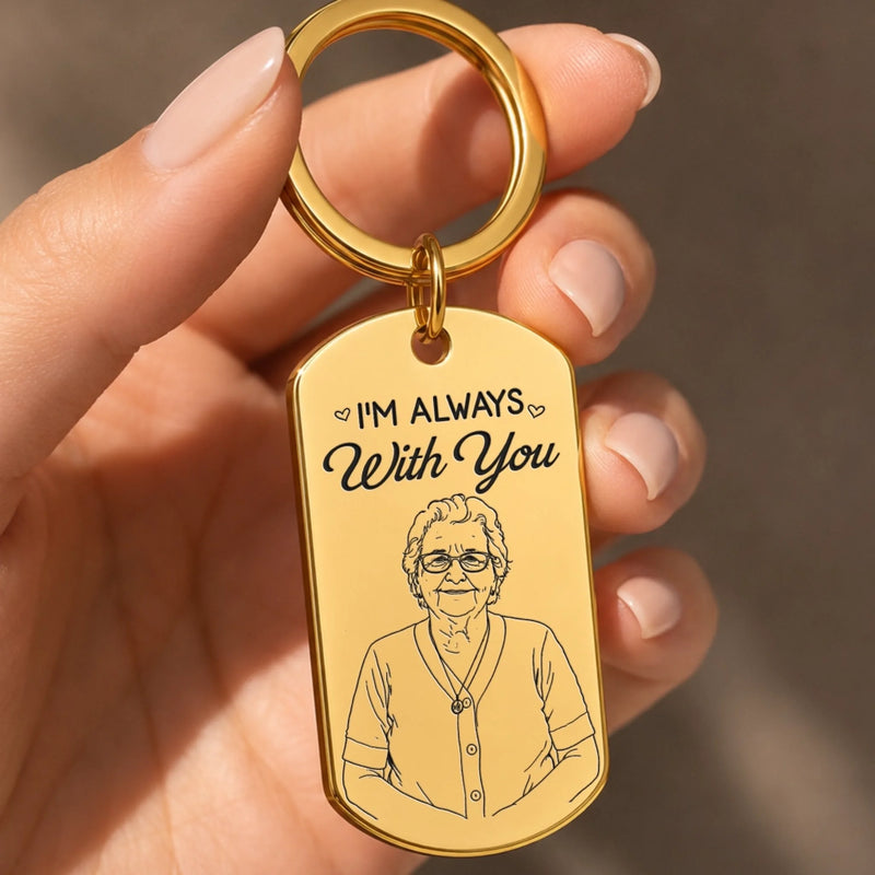 Custom Photo Engraved Keyring - Personalized  Memorial Sympathy Gifts For Loss Of Mom, Dad - Your Love Still Guides Me