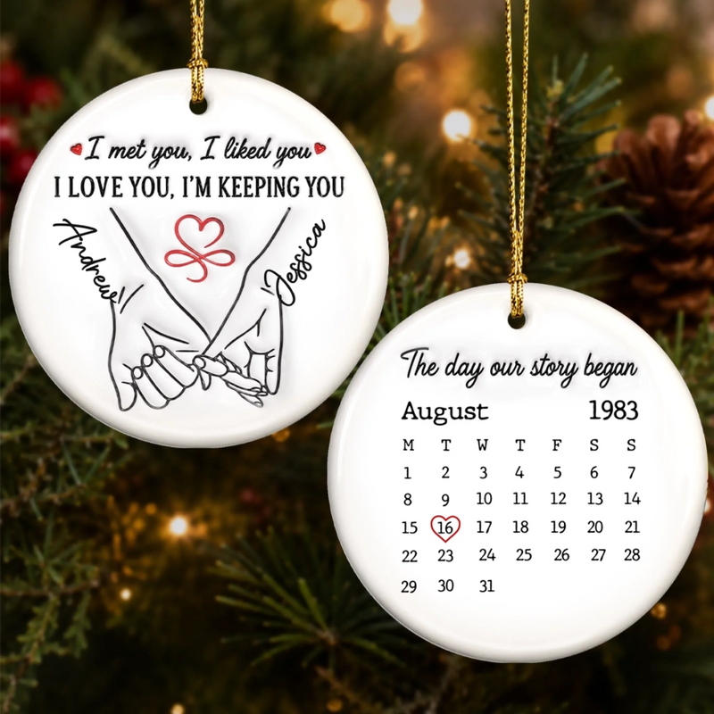 Custom Double-Sided Ceramic Ornament - Personalized Anniversary Wedding Gifts For Husband And Wife, Him And Her - Where Our Love Story First Began