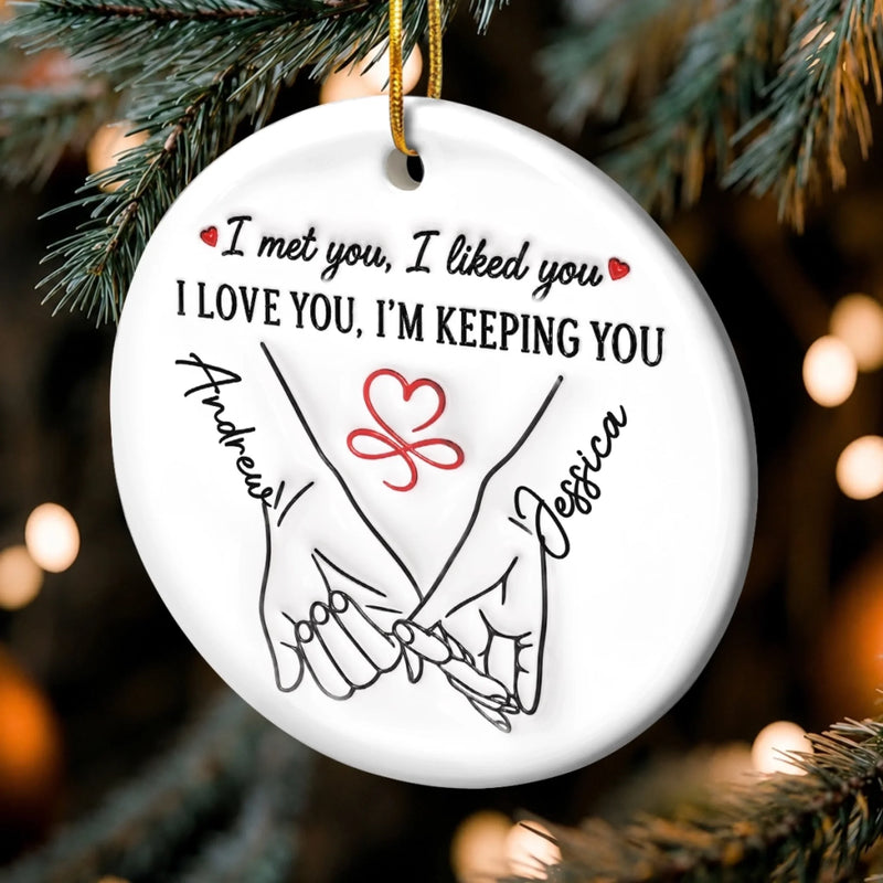 Custom Double-Sided Ceramic Ornament - Personalized Anniversary Wedding Gifts For Husband And Wife, Him And Her - Where Our Love Story First Began