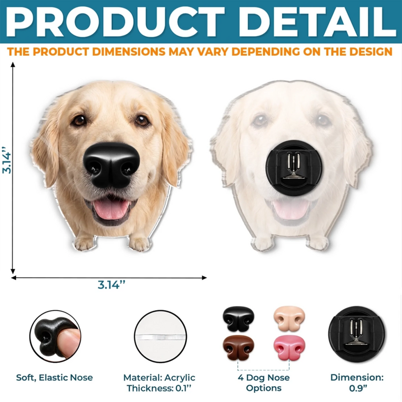 Custom Photo Squishy Nose Car Vent Clip – Personalized Birthday Gifts For Dog Lovers, Dog Dad And Mom - Happiness Is A Wet Nose
