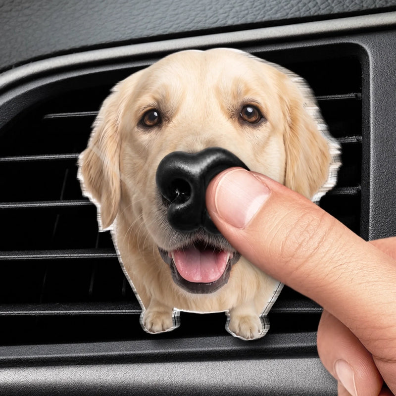 Custom Photo Squishy Nose Car Vent Clip – Personalized Birthday Gifts For Dog Lovers, Dog Dad And Mom - Happiness Is A Wet Nose