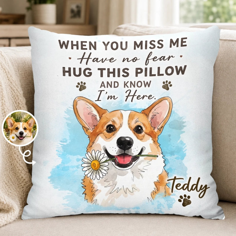 Custom Photo Pillow - Personalized Pet Memorial Sympathy Gifts For Dogs, Cats - Pawprints Never Fade