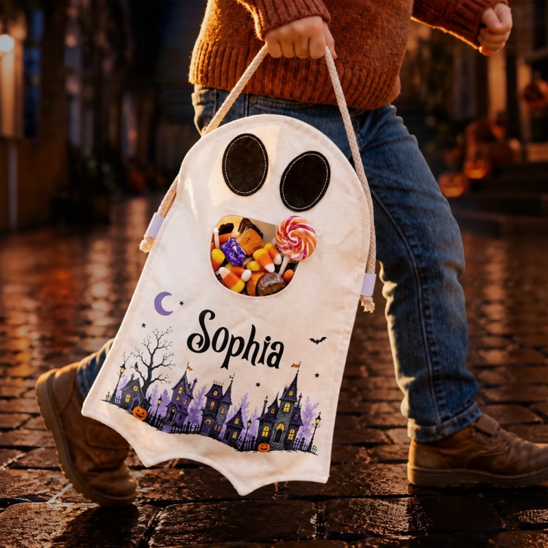 Custom Ghost Bag - Personalized Halloween  Birthday Gifts For Kids - Trick Or Treat Smell My Feet
