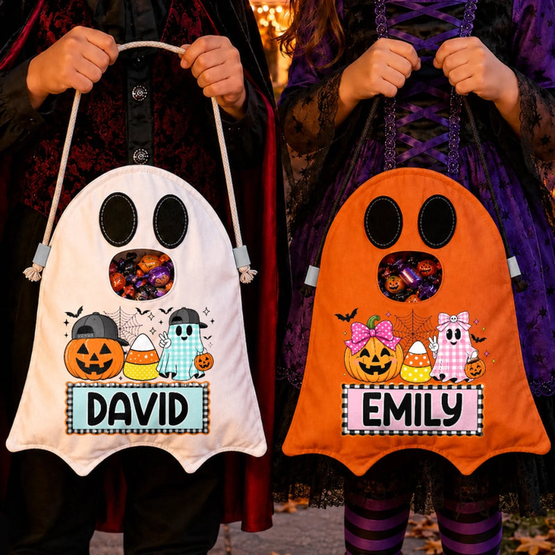 Custom Ghost Bag - Personalized Halloween  Birthday Gifts For Kids - Too Cute To Be Spooky
