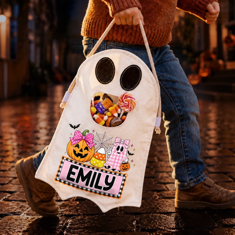 Custom Ghost Bag - Personalized Halloween  Birthday Gifts For Kids - Too Cute To Be Spooky