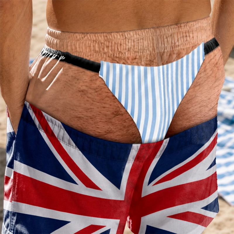 Custom Funny Men Swim Trunks - Personalized Birthday Gifts For Husband, Son, Grandson, Brother, Grandpa, Dad, Yourself - No Shirt No Worries