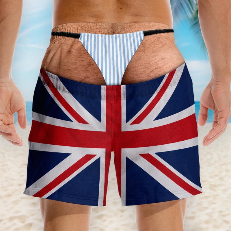 Custom Funny Men Swim Trunks - Personalized Birthday Gifts For Husband, Son, Grandson, Brother, Grandpa, Dad, Yourself - No Shirt No Worries