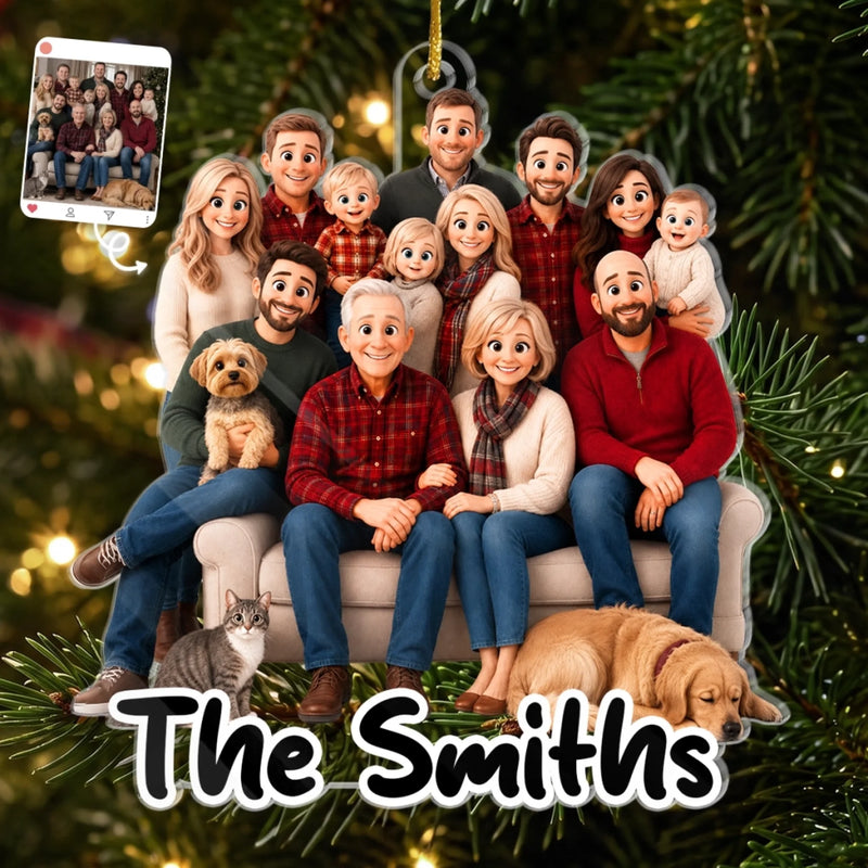 Custom Photo Acrylic Ornament - Personalized Christmas Birthday Gifts For Mom, Dad, Brother, Sister - Making Memories Together