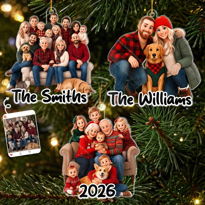 Custom Photo Acrylic Ornament - Personalized Christmas Birthday Gifts For Mom, Dad, Brother, Sister - Making Memories Together