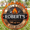 Custom BBQ Shaped Metal Sign - Personalized Grilling Gifts For BBQ Lovers, Husband, Son, Grandson, Brother, Grandpa, Dad, Yourself - Grill And Chill