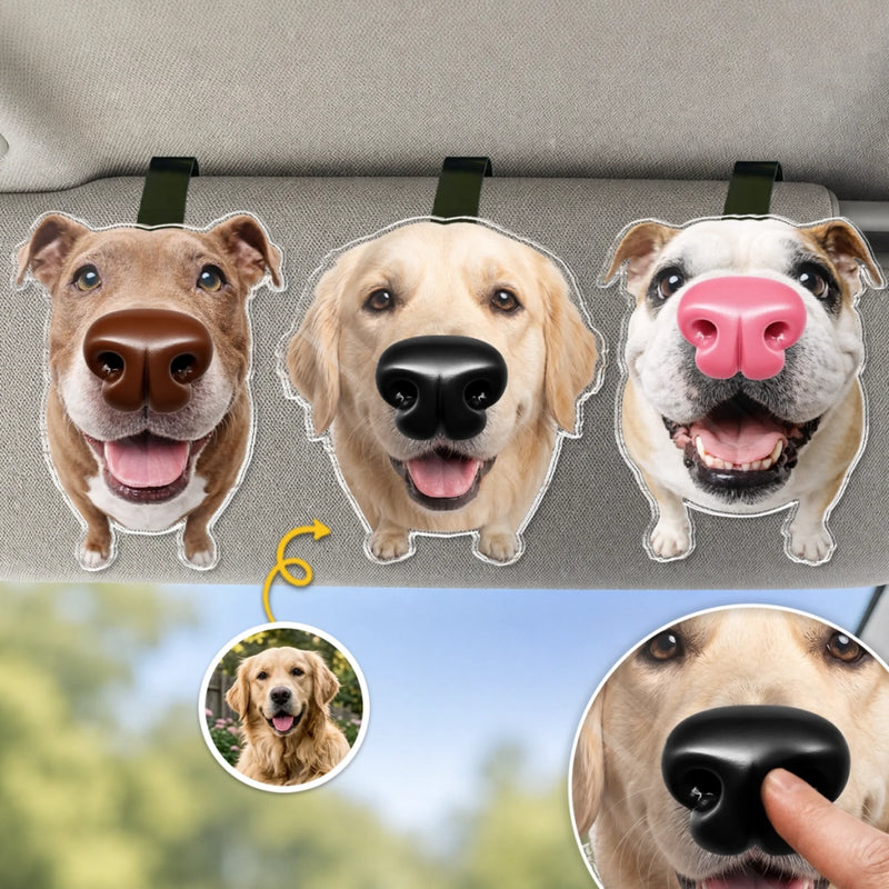 Custom Photo Squishy Nose Car Visor Ornament – Personalized Birthday Gifts For Dog Lovers, Dog Dad And Mom - Boopable Love On The Go