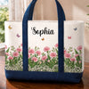 Custom Canvas Tote Bag - Personalized Birthday Gifts For Wife, Daughter, Besties, Sisters, Granddaughter, Grandma, Mom, Yourself - Sweet Floral Bliss On Go