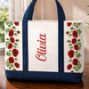 Custom Canvas Tote Bag - Personalized Birthday Gifts For Wife, Daughter, Besties, Sisters, Granddaughter, Grandma, Mom, Yourself - Blooms And Butterflies In Hands