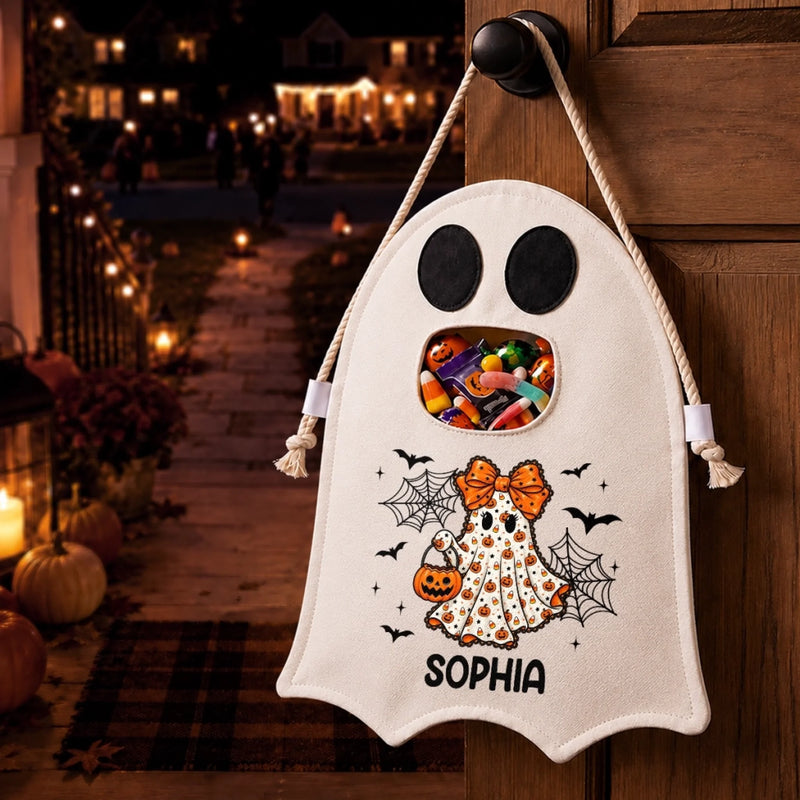 Custom Ghost Bag - Personalized Halloween  Birthday Gifts For Kids - Little Monster Candy Bag
