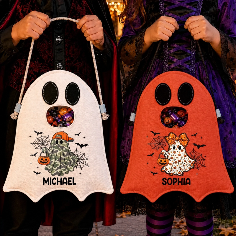 Custom Ghost Bag - Personalized Halloween  Birthday Gifts For Kids - Little Monster Candy Bag
