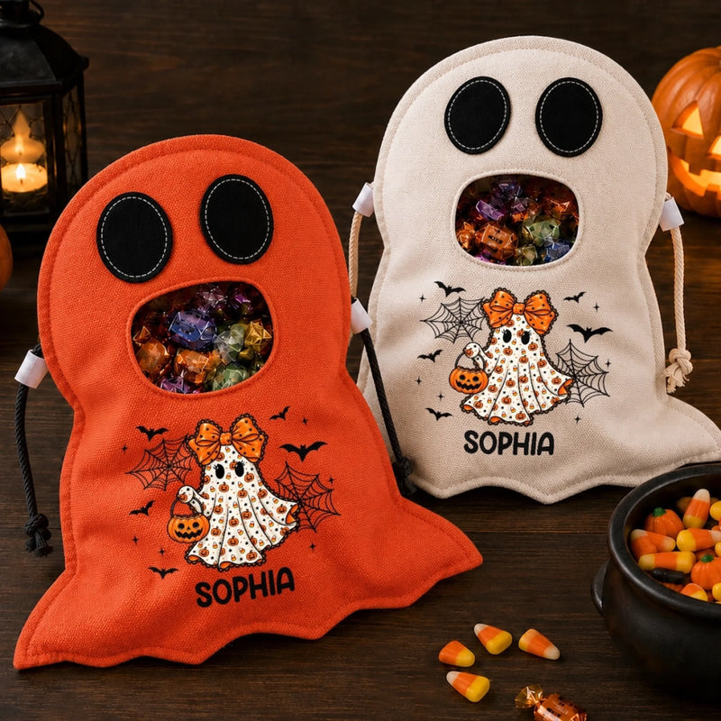 Custom Ghost Bag - Personalized Halloween  Birthday Gifts For Kids - Little Monster Candy Bag