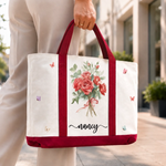 Custom Canvas Tote Bag - Personalized Birthday Gifts For Wife, Daughter, Besties, Sisters, Granddaughter, Grandma, Mom, Yourself - A Bouquet Of Love