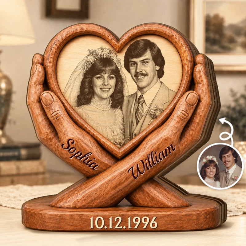 Custom Photo Thick Wooden Plaque - Personalized Anniversary Wedding Gifts For Husband And Wife, Him And Her - Love Of My Life