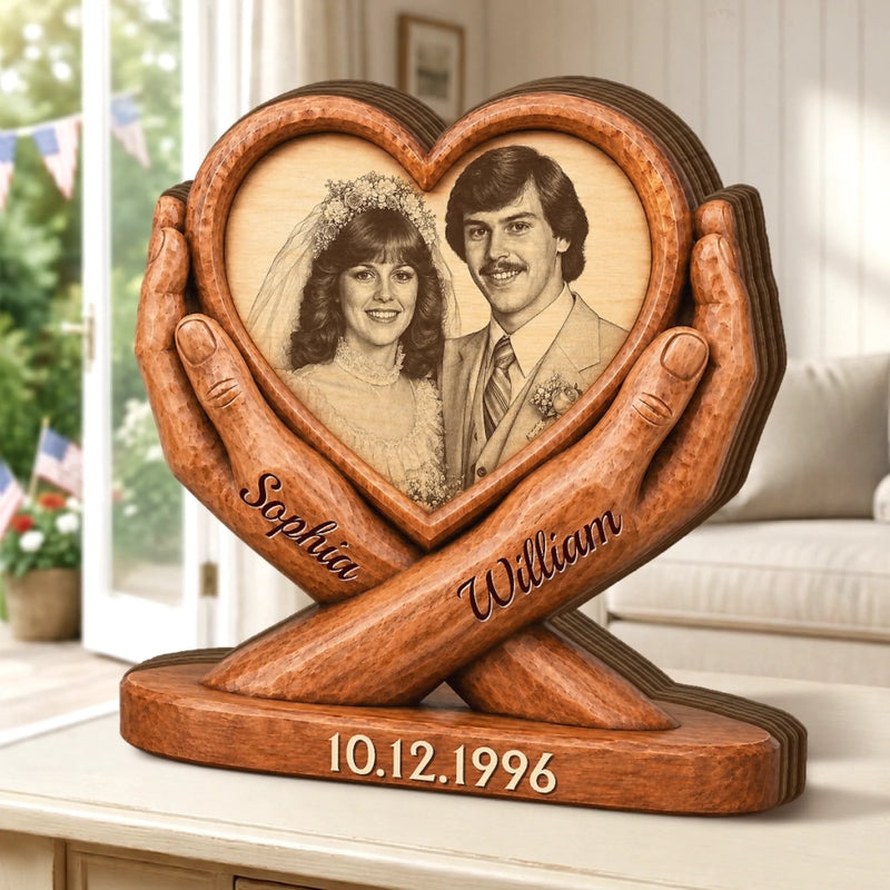 Custom Photo Thick Wooden Plaque - Personalized Anniversary Wedding Gifts For Husband And Wife, Him And Her - Love Of My Life