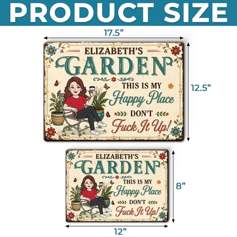 Custom Home Decor Metal Sign - Personalized  Birthday Garden Gifts For Gardeners - This Is My Happy Place
