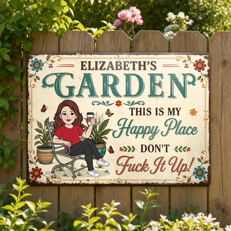 Custom Home Decor Metal Sign - Personalized  Birthday Garden Gifts For Gardeners - This Is My Happy Place