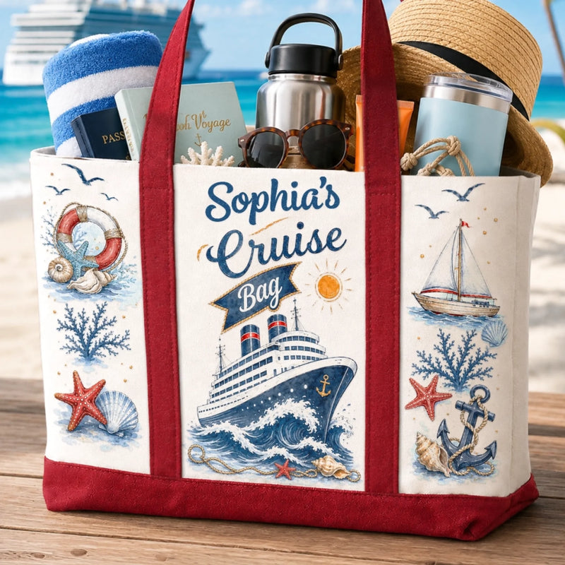 Custom Canvas Tote Bag - Personalized Summer Vacation And Travel Gifts For Mom, Dad, Brother, Sister - Making Waves Together