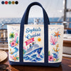 Custom Canvas Tote Bag - Personalized Summer Vacation And Travel Gifts For Mom, Dad, Brother, Sister - Sailing Into Family Fun