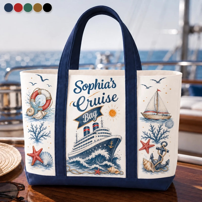 Custom Canvas Tote Bag - Personalized Summer Vacation And Travel Gifts For Mom, Dad, Brother, Sister - Making Waves Together