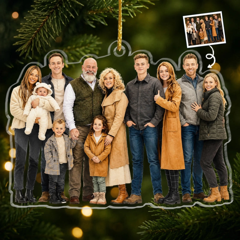 Custom Photo Acrylic Ornament - Personalized Christmas Birthday Gifts For Mom, Dad, Brother, Sister - Family Is Where Love Begins