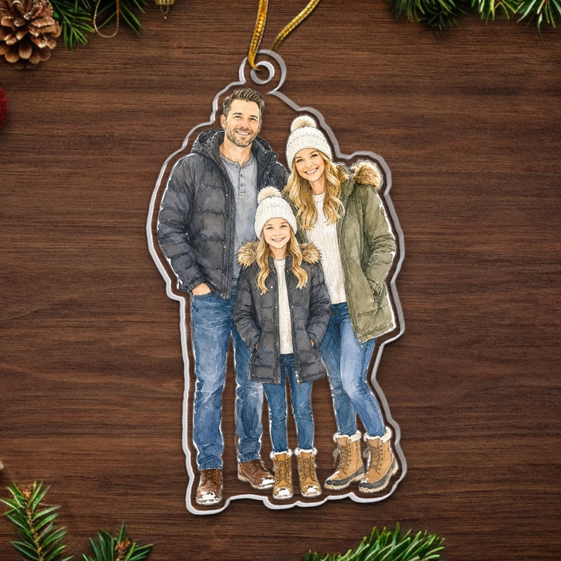 Custom Photo Acrylic Ornament - Personalized Christmas Birthday Gifts For Mom, Dad, Brother, Sister - Family Is Where Love Begins