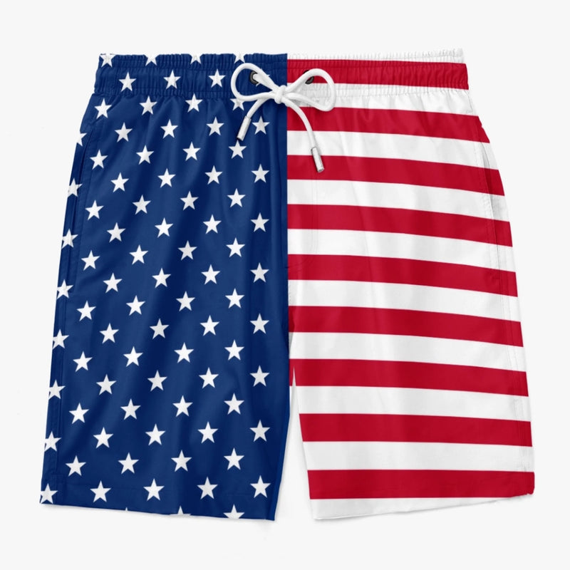 Custom Funny Patriotic Men Swim Trunks - Personalized Summer Vacation And Travel Gifts For Husband, Son, Grandson, Brother, Grandpa, Dad, Yourself - Meet Me By Ocean