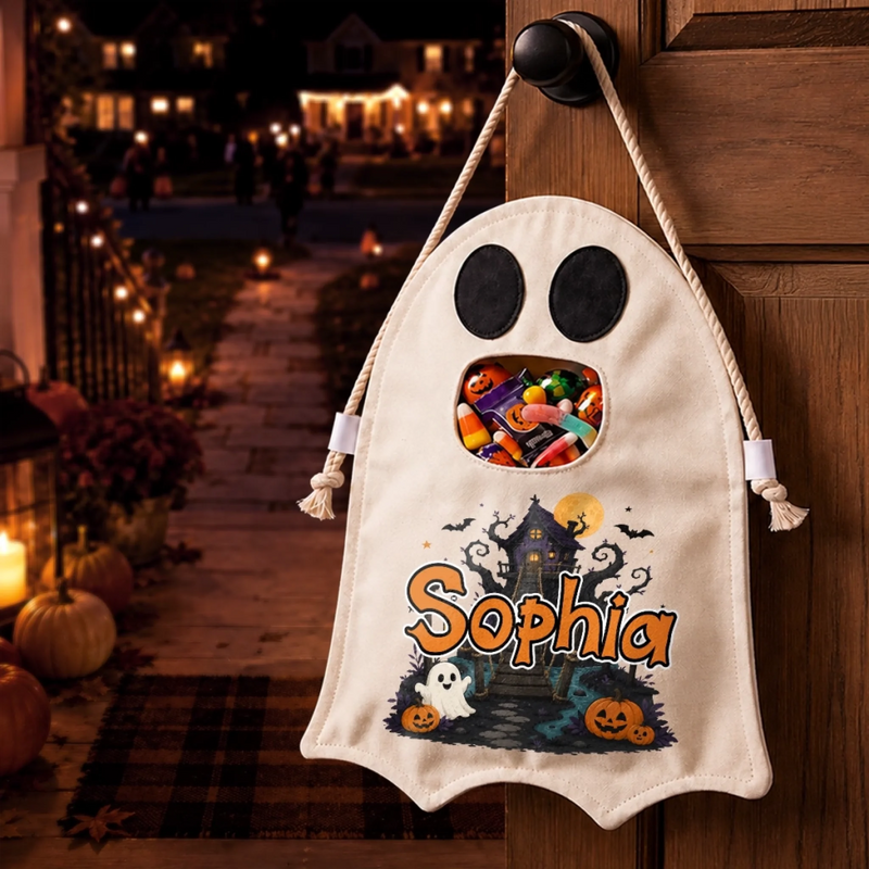 Custom Ghost Bag - Personalized Halloween  Birthday Gifts For Kids - Too Cute To Spook