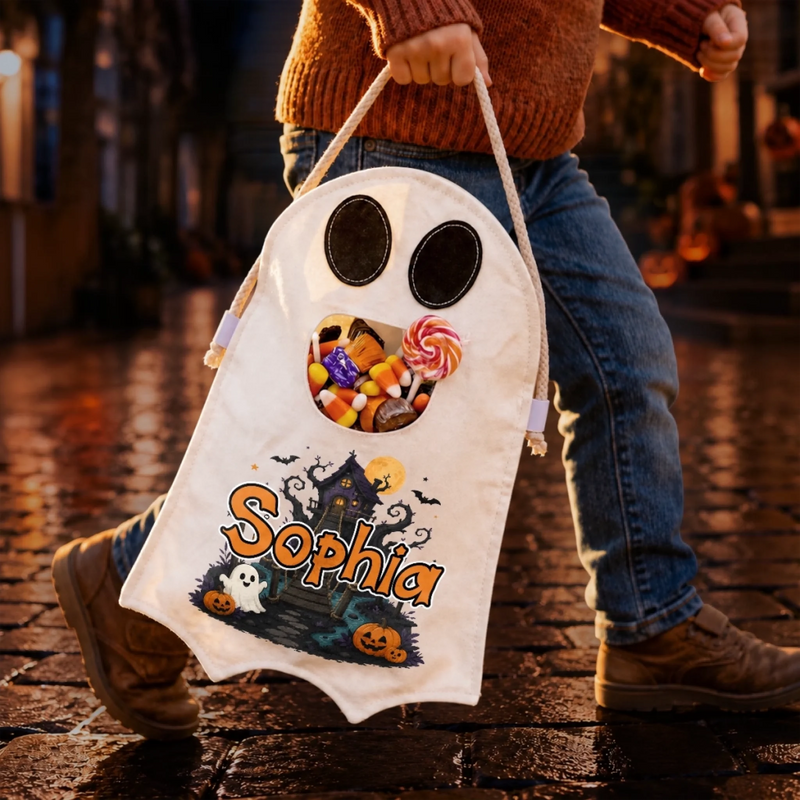 Custom Ghost Bag - Personalized Halloween  Birthday Gifts For Kids - Too Cute To Spook