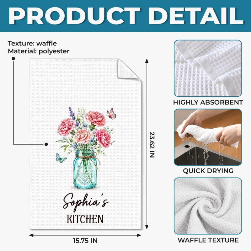 Custom Kitchen Towel - Personalized Birthday Gifts For Wife, Daughter, Besties, Sisters, Granddaughter, Grandma, Mom, Yourself - Made With Love And Flavor