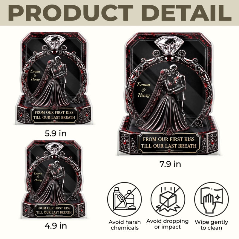 Custom Gothic Skeleton Acrylic Plaque - Personalized Halloween Decor, Anniversary Wedding Gifts For Husband And Wife, Him And Her - Led Me Straight To You