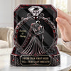 Custom Gothic Skeleton Acrylic Plaque - Personalized Halloween Decor, Anniversary Wedding Gifts For Husband And Wife, Him And Her - Led Me Straight To You