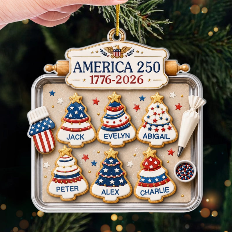Custom Acrylic Ornament - Personalized America 250th Anniversary Christmas Gifts For Mom, Dad, Brother, Sister - Home Of The Sweet Free