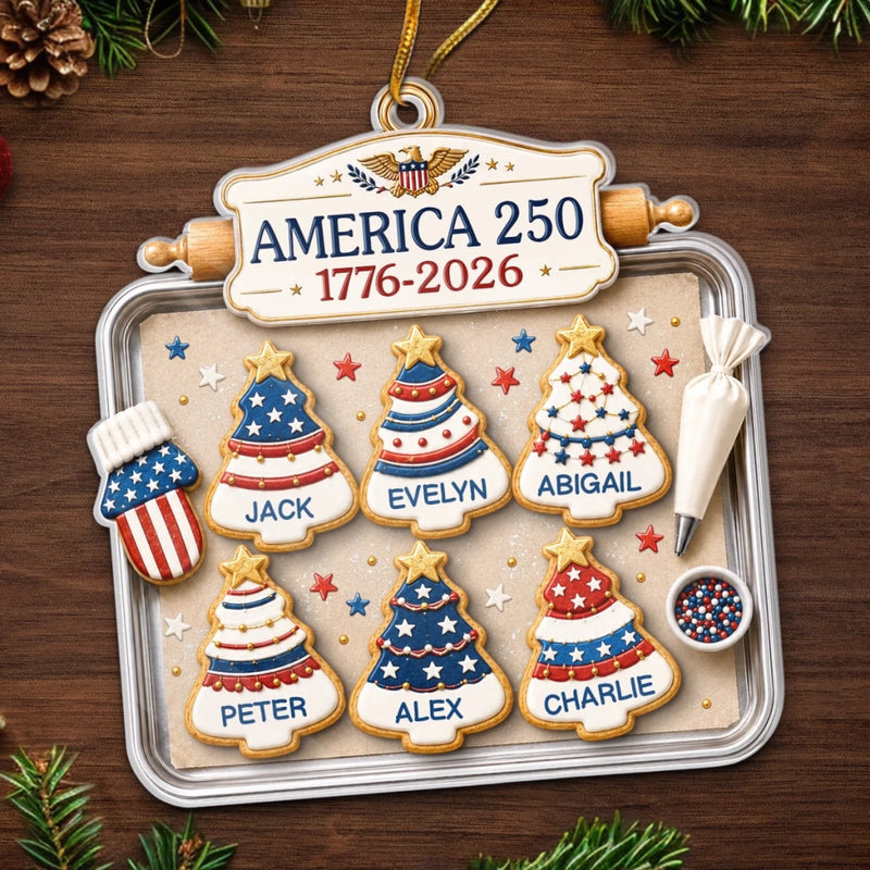 Custom Acrylic Ornament - Personalized America 250th Anniversary Christmas Gifts For Mom, Dad, Brother, Sister - Home Of The Sweet Free