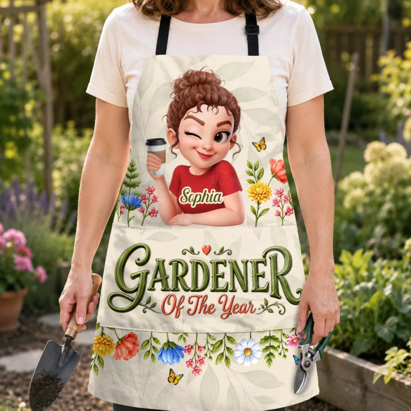 Custom Apron With Pocket - Personalized Birthday Garden Gifts For Gardeners - Gardener Of The Year