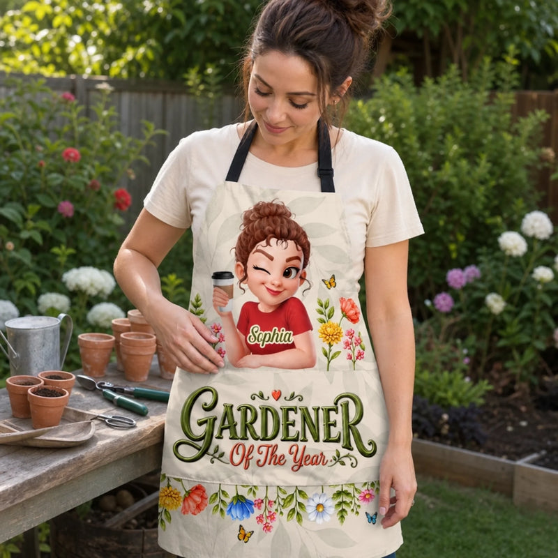 Custom Apron With Pocket - Personalized Birthday Garden Gifts For Gardeners - Gardener Of The Year
