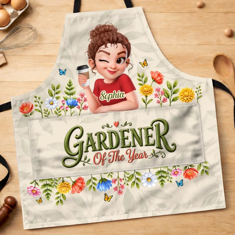 Custom Apron With Pocket - Personalized Birthday Garden Gifts For Gardeners - Gardener Of The Year