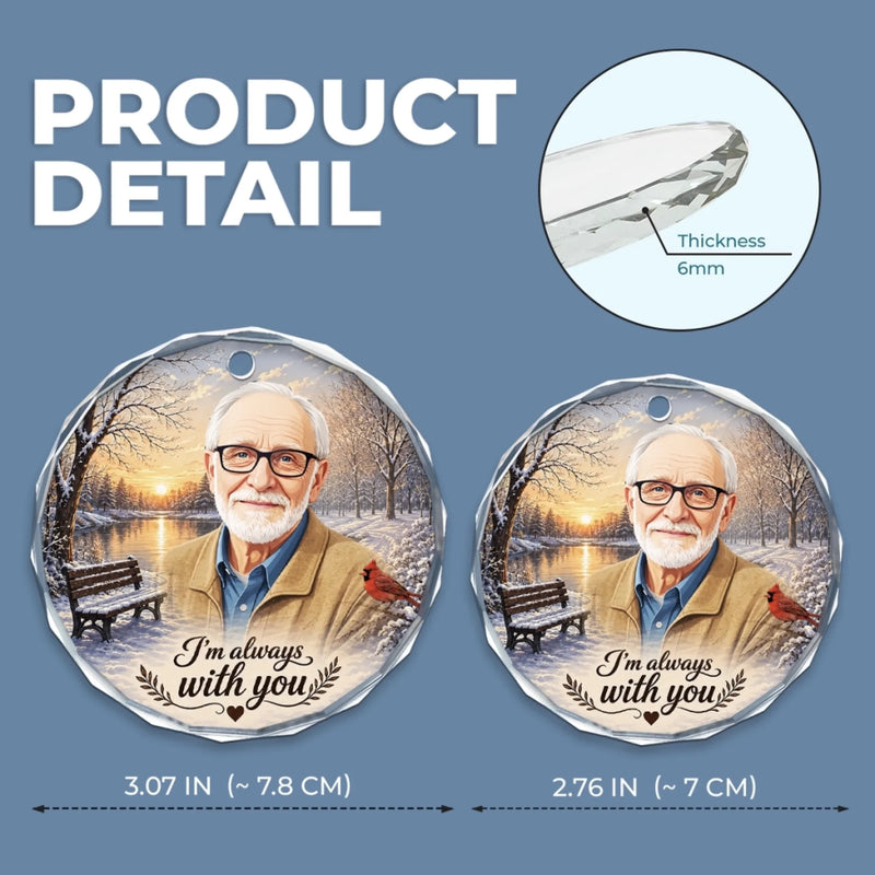 Custom Photo Circle Glass Ornament - Personalized Christmas Memorial Sympathy Gifts For Loss Of Mom, Dad - Forever Near In Our Hearts