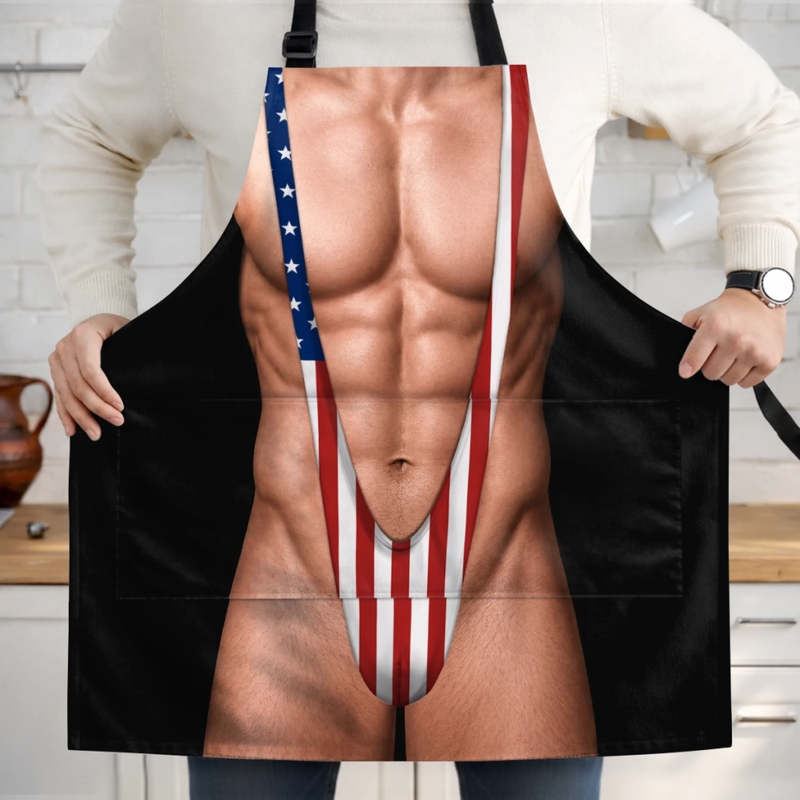 Custom Funny Patriotic Apron With Pocket - Personalized Birthday Gifts For Husband, Son, Grandson, Brother, Grandpa, Dad, Yourself - Grill Master At Work
