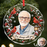 Custom Photo Circle Glass Ornament - Personalized Christmas Memorial Sympathy Gifts For Loss Of Mom, Dad - Held In Love Forevermore