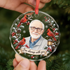 Custom Photo Circle Glass Ornament - Personalized Christmas Memorial Sympathy Gifts For Loss Of Mom, Dad - Held In Love Forevermore