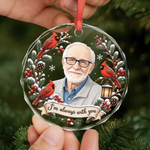 Custom Photo Circle Glass Ornament - Personalized Christmas Memorial Sympathy Gifts For Loss Of Mom, Dad - Held In Love Forevermore